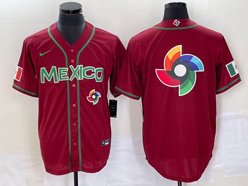 Men 2023 World Cub Mexico Blank Red Nike MLB Jersey25->more jerseys->MLB Jersey